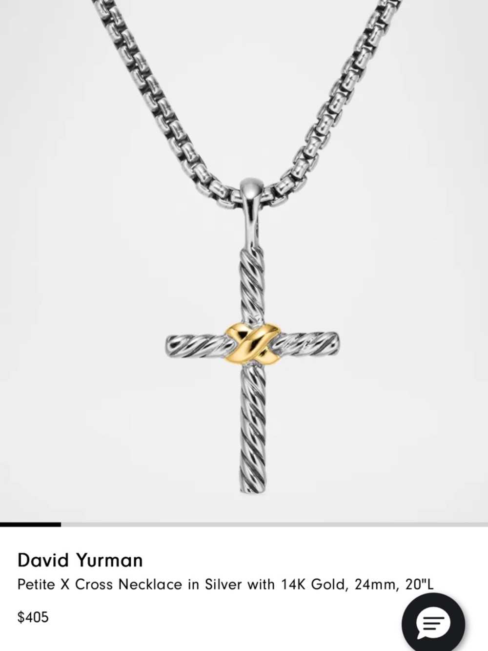 David Yurman Pendant Crosd Necklace - Silver & Gold